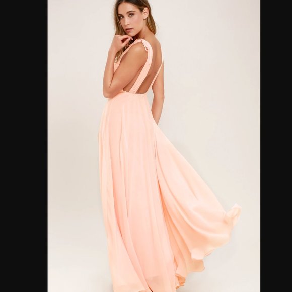 Lulus | Dresses | Lulus Dance The Night Away Blush Pink Backless Maxi